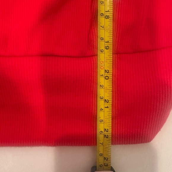 Evereve Vibrant Red Ribbed Top Mock Neck Sleeveless Holiday Festive Sz S - Picture 5 of 7